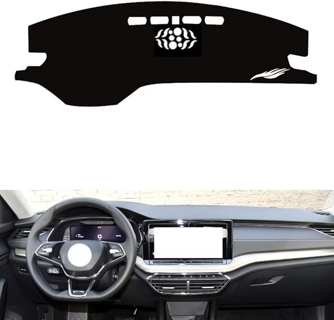 leather dashboard cover Compatible with SkodaSkoda Octavia PRO (NO HUD 2021-2024，dash cover（black）