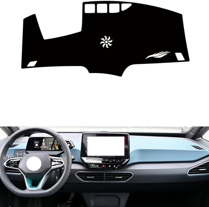 leather dashboard cover Compatible with VW ID.3（HUD），dash cover（black）