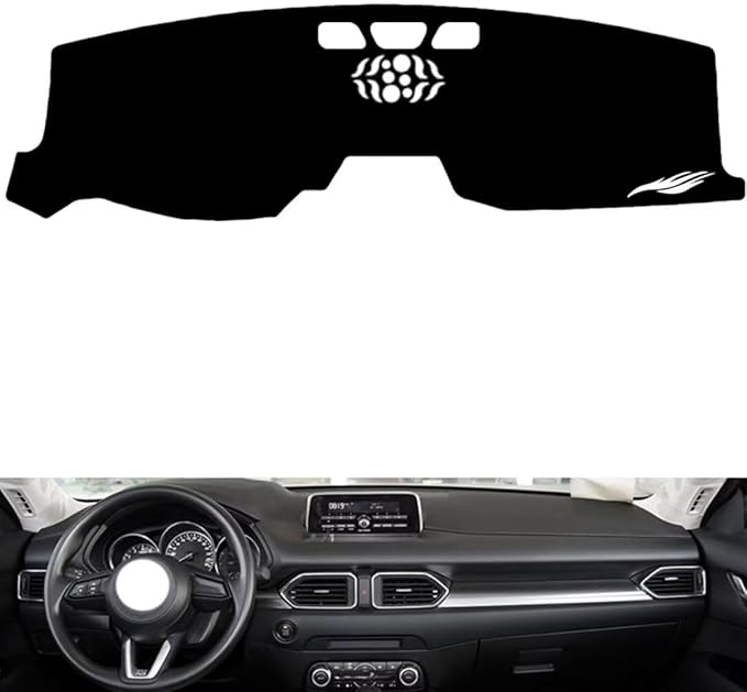 leather dashboard cover Compatible with Mazda CX-8（NO HUD） 2019，dash cover（black）