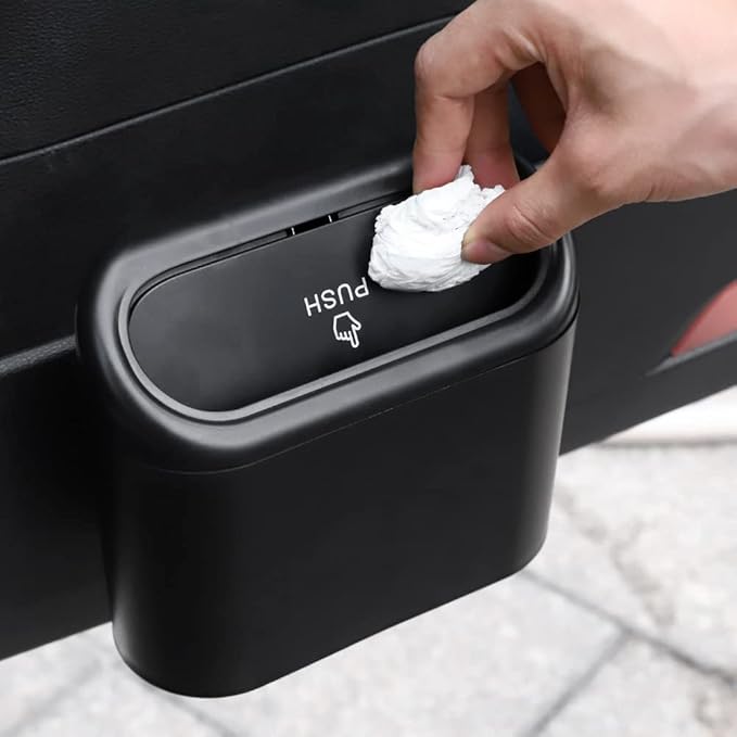 Accmor Car Trash Can with Lid, 2 Pack Mini Vehicle Trash Bin, Small Car Dustbin Garbage Organizer Holder with 2 Roll Trash Bag, Portable Hanging Leakproof Auto Storage Bag Container