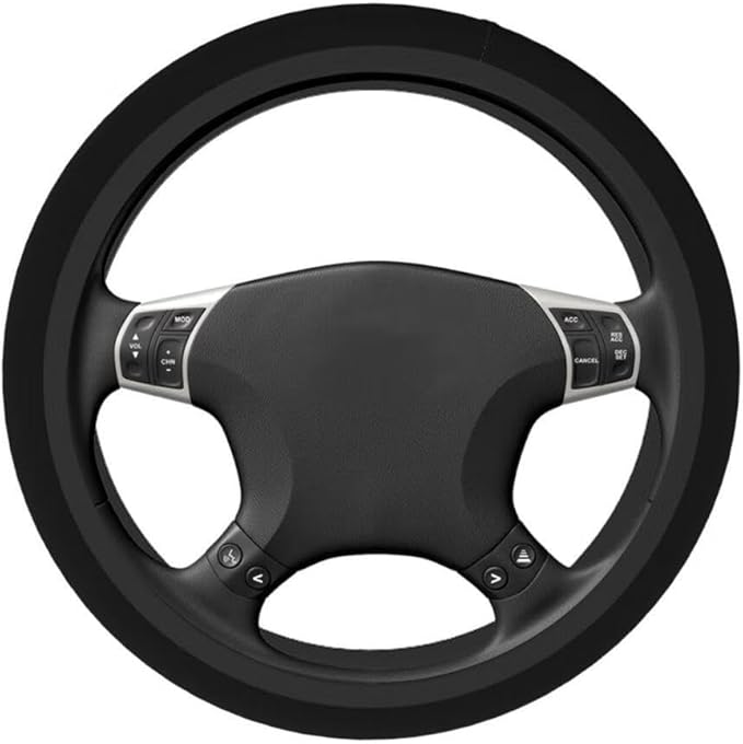Elastic Stretch Steering Wheel Cover,Warm in Winter and Cool in Summer, Car Universal 15 inch, Microfiber Breathable Ice Silk, Anti-Slip, Odorless, Easy Carry,Black