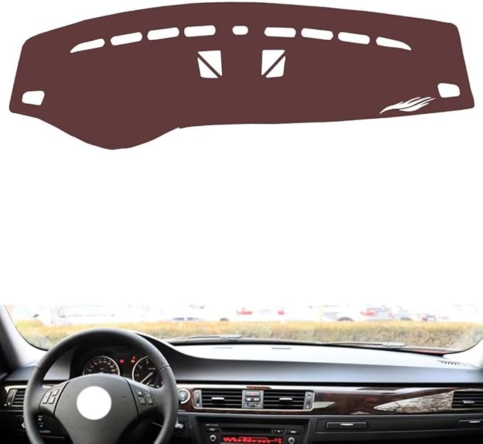 Leather Dashboard Cover Compatible with BMW 3 Series E90(NO Navigation) 2005-2012,Dash Board Cover mat Anti-Slip Sun-Proof and dust-Proof(Brown)