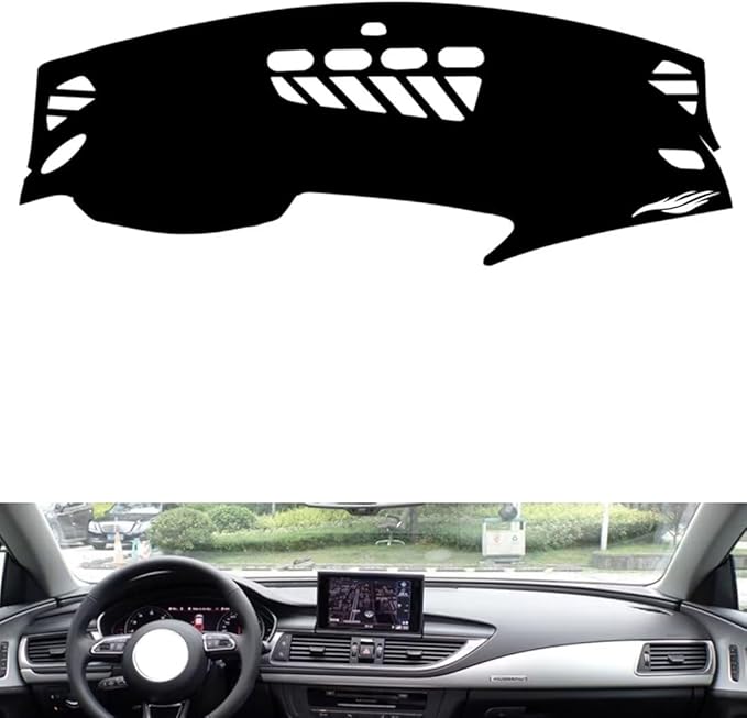 leather dashboard cover Compatible with Audi A7（NO HUD） 2009-2018，dash cover（black）