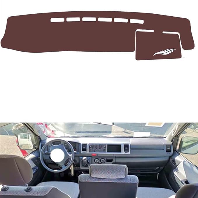 Leather Dashboard Cover Compatible with Toyota Hiace 200 Series Wide Version（no Sensor Hole） 2011-2018，Dash Cover, Non-Slip Dash Cover, Dash mat Dashboard Cover, Interior Dash Covers