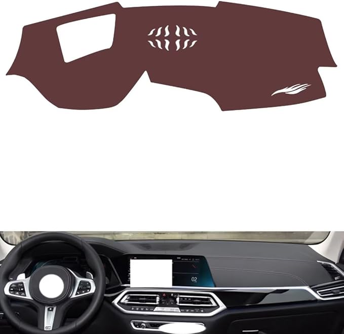 Leather Dashboard Cover Compatible with BMW X7 (hud) 2019-2022,Dash Board Cover mat Anti-Slip Sun-Proof and dust-Proof(Brown)