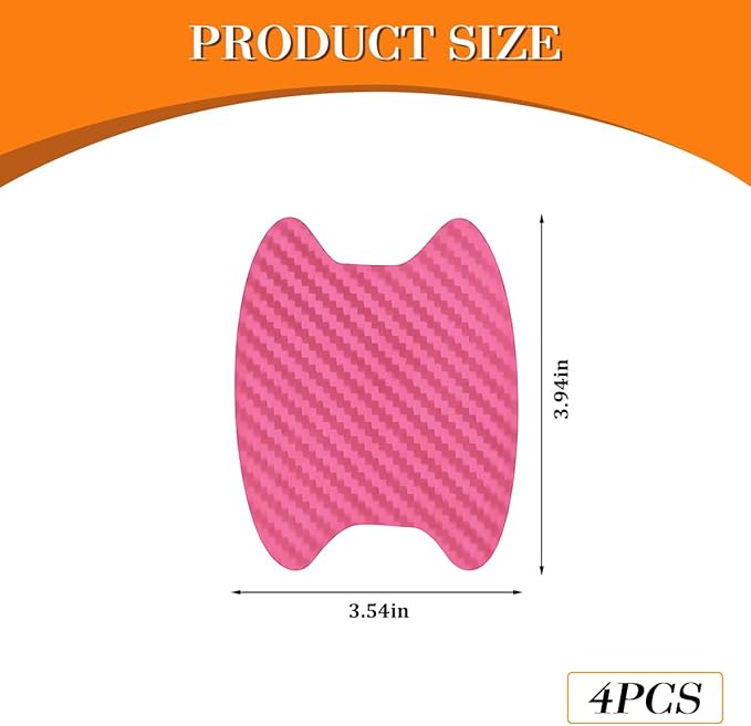 Car Door Handle Cup Scratch Protector, 4PCS 3D Carbon Fiber Vehicle Handle Bowl Sticker, Automotive Exterior Door Cup Protection Decal, Universal for SUV Caravan Automobile (Pink)