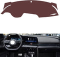 Leather Dashboard Cover Compatible with HyundaiHyundai Elantra 2021-2024,Dash Board Cover mat Anti-Slip Sun-Proof and dust-Proof(Brown)
