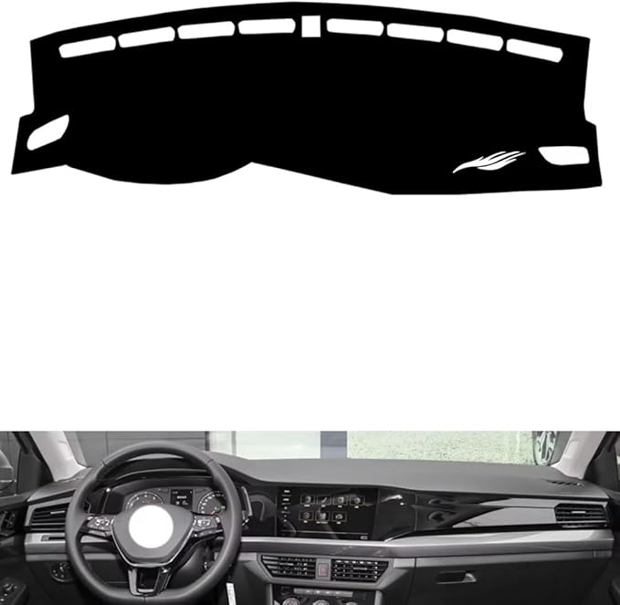 leather dashboard cover Compatible with VW Compatible with Bora 2019-2022，dash cover（black）