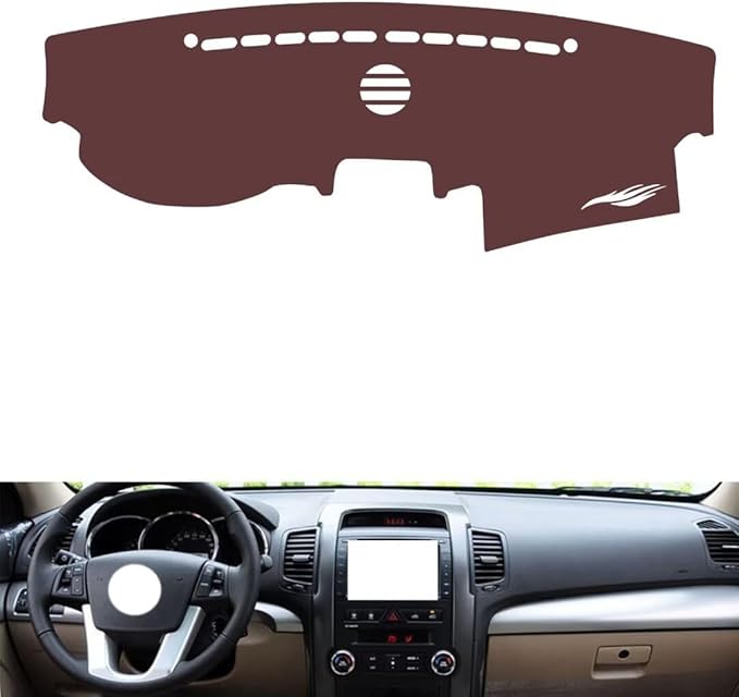 Leather Dashboard Cover Compatible with KIA Sorento (Speaker) 2009-2012,Dash Board Cover mat Anti-Slip Sun-Proof and dust-Proof(Brown)