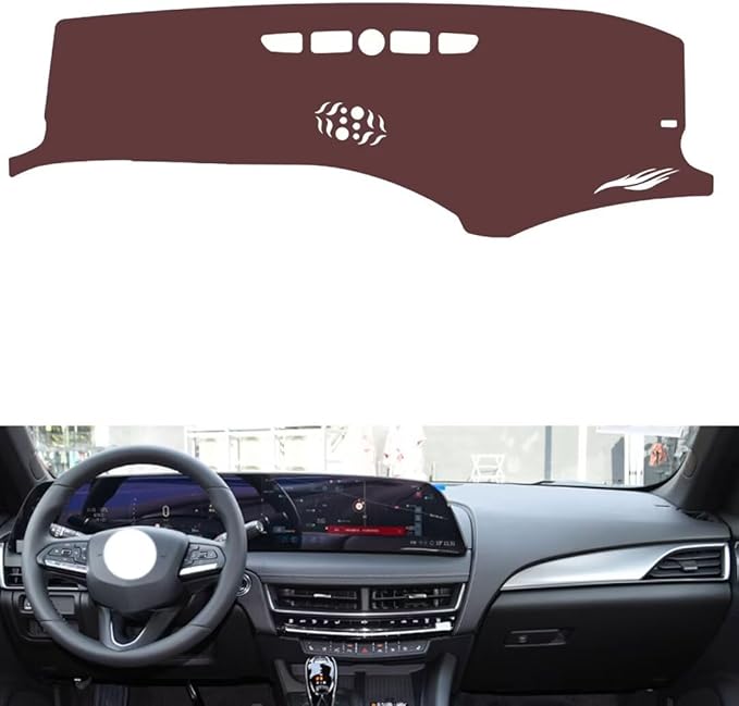 Leather Dashboard Cover Compatible with Cadillac CT5（No HUD） 2024-2025,Dash Board Cover mat Anti-Slip Sun-Proof and dust-Proof(Brown)