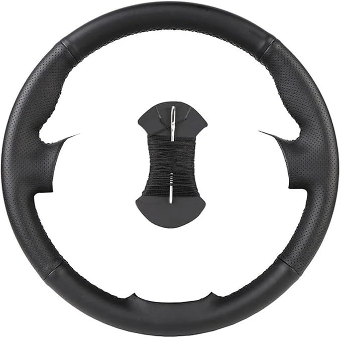 Custom Microfiber Leather Steering Wheel Cover fit for 1998-2005 206, 206 SW, 206 CC - Slip-On Design(A-Black thread)