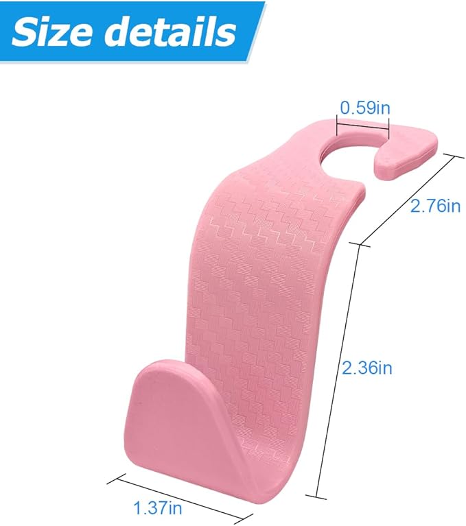 Hanemia 4PCS Car Seat Headrest Hooks, Auto Back Seat Hanger Holder, Durable Stylish Vehicle Organizer Universal Car Interior Accessories, Storage Hooks for Purses, Bags, Clothes (Carbon Fiber/Pink)