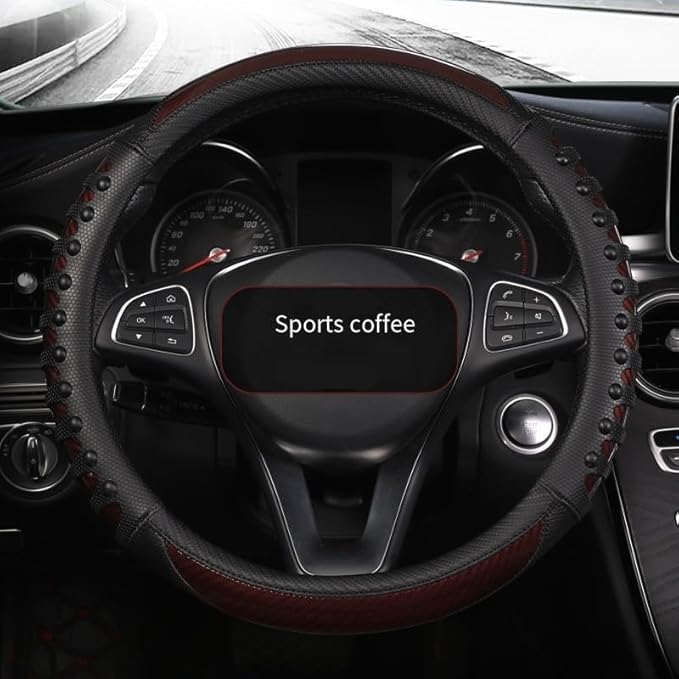 Steering Wheel Cover For Women And Men,Carbon Fiber Steering Wheel-Anti-Slip, Scratch-Resistant, Current Fit For 14–16 Inch Wheels Fit For Most Cars(38CM Black)