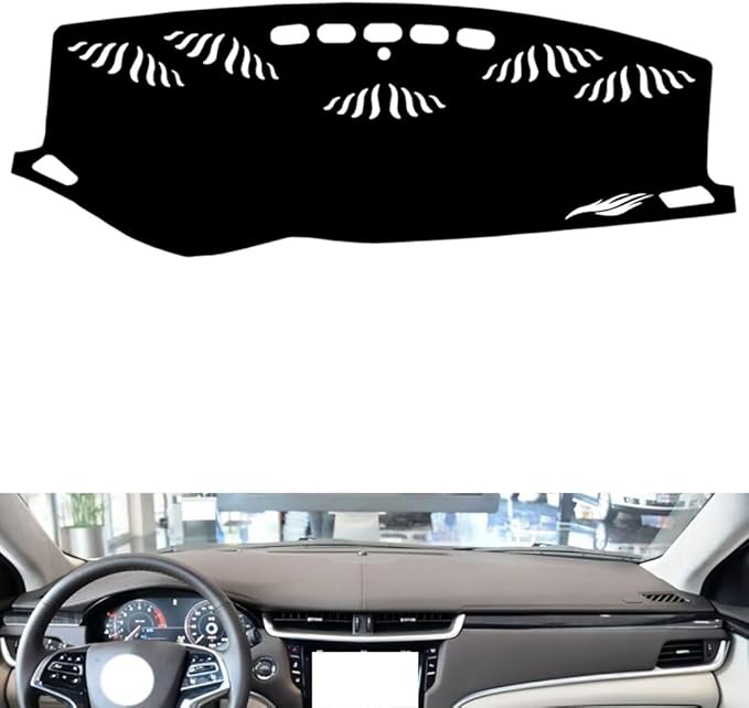Leather Dashboard Cover Compatible with Cadillac XTS（NO HUD） 2013-2021，Dash Cover（Black）