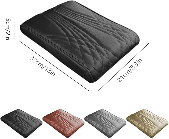 AIIONP Leather Car Armrest Box Pad, Universal Car Center Console Cover Pad, PU Leather Car Armrest Seat Box Cover Protector, Center Console Armrest Pad for SUV, Truck, Car (Brown, Angle Pattern)