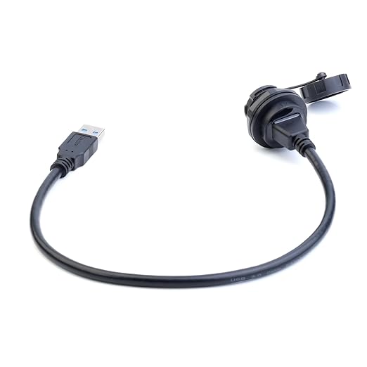 CNLINKO Outdoor USB 3.0 Receptacle Socket with 1M Cable Connector Type A Panel Mount Industrial Waterproof IP67 Data Power Transmission