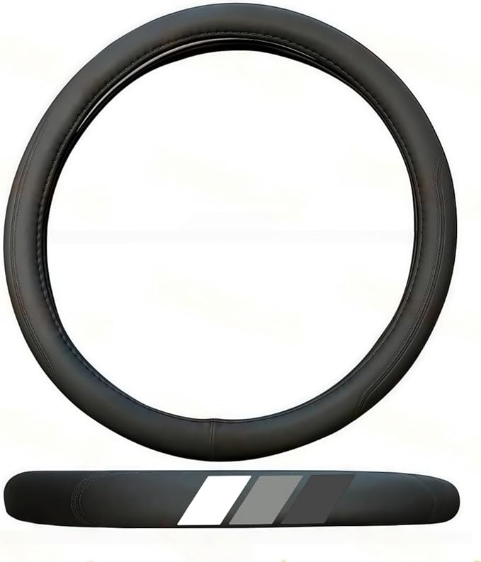 Non-Slip Leather Tri-Color Mountain Steering Wheel Cover Compatible with Toyota Tacoma TRD 4Runner Tundra Highlander Accessories Fit for 14.5-15inch Steering Wheel (GW)