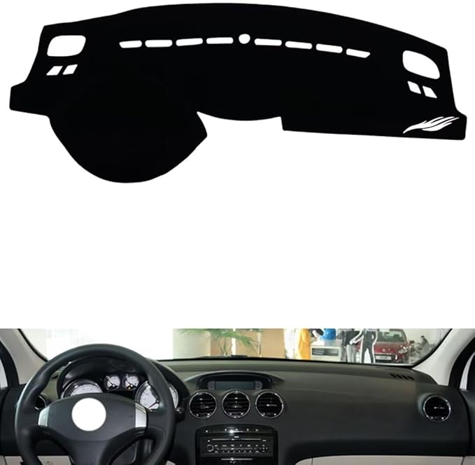 leather dashboard cover Compatible with Peugeot 408 2010-2013，dash cover（black）