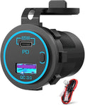 USB Outlet for Laptop USB C Car Charger Socket PD 12V Multi Port Outlet Waterproof Adapter for Car Boat Truck, Black, 500356290