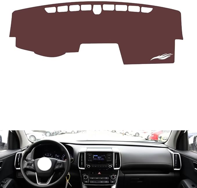 Leather Dashboard Cover Compatible with HyundaiHyundai NEWIX35（Full Coverage） 2018-2021,Dash Board Cover mat Anti-Slip Sun-Proof and dust-Proof(Brown)