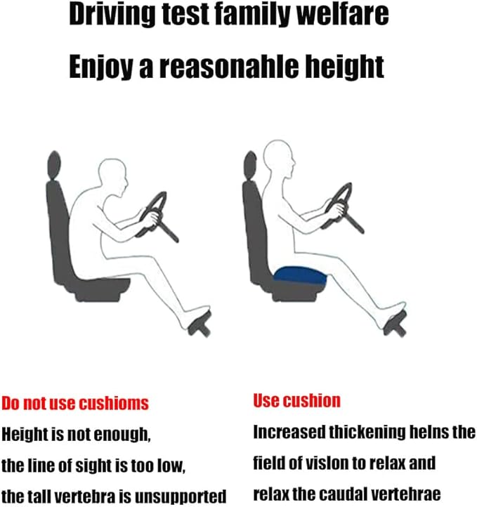 drivers seat booster cushion for adults/Car Booster Seat for Short Drivers/Increase The Field of View by 12cm/ 4.7in,Improve comfort，Ideal for suitable for car/office/home/wheelchair/Black