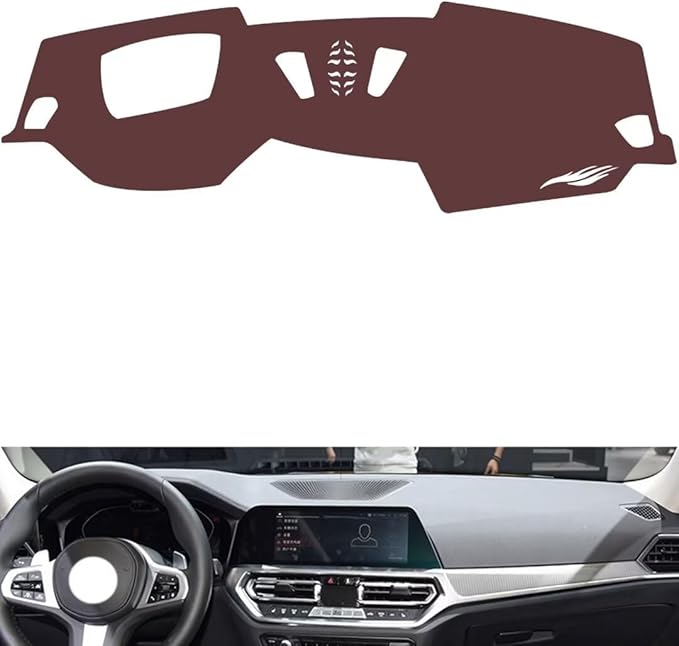 Leather Dashboard Cover Compatible with BMW New 3 Series (HUD 2020-2022,Dash Board Cover mat Anti-Slip Sun-Proof and dust-Proof(Brown)