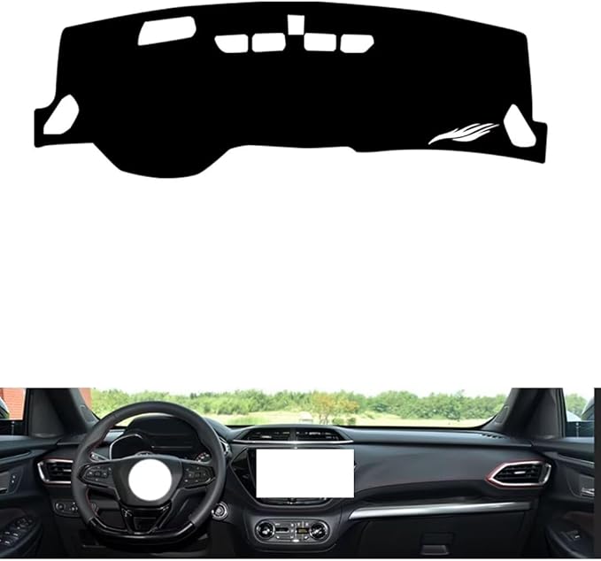 leather dashboard cover Compatible with Chevy TRAILBLAZER（HUD），dash cover（black）