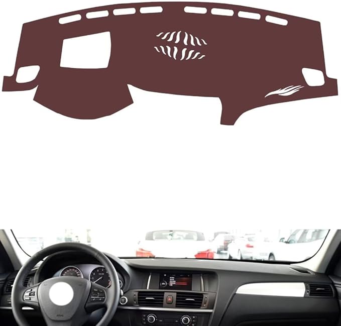 Leather Dashboard Cover Compatible with BMW X3 (HUD 2011-2016,Dash Board Cover mat Anti-Slip Sun-Proof and dust-Proof(Brown)