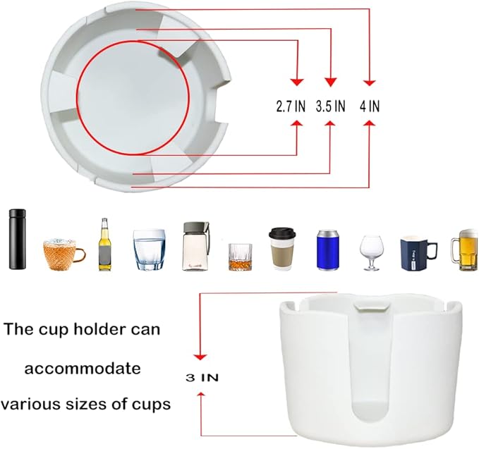 Anti-Spill Cup Holder, FINTHECH Desk Cup Holder,Silicone Suction Cup Holder for Smooth Flat Desk，Holds Cups (White).