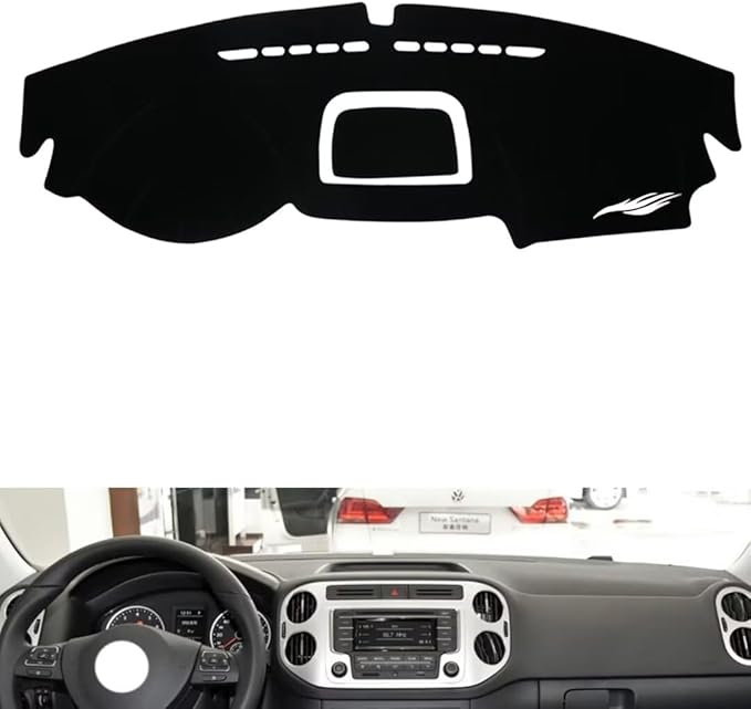 leather dashboard cover Compatible with VW Compatible with TIGUAN，dash cover（black）