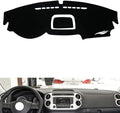 leather dashboard cover Compatible with VW Compatible with TIGUAN，dash cover（black）