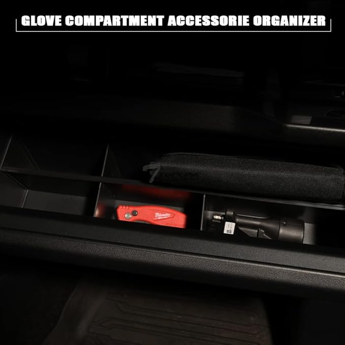 Black Lower Glove Box Organizer Insert 5 Partitions Storage Bracket Compatible With 2021-2023 F150