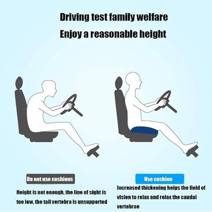 Srutirbo Car Booster Seat Cushion Heightening Height Boost Mat, Breathable Mesh Portable Car Seat Pad Angle Lift Seat for Car, Office,Home (Pure Navy)