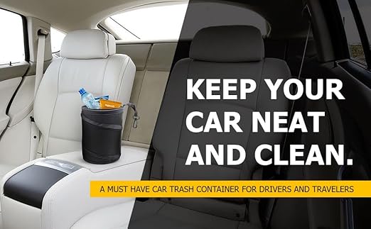 Mavoro 2 Pack, 1 Gallon Car Trash Can | Waterproof Collapsible Pop-Up Car Bin (2 Pack, 1 gal)