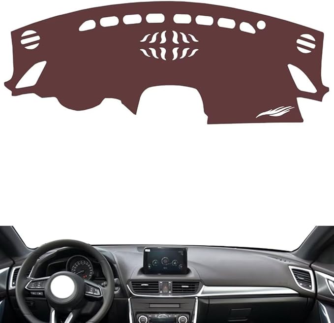 Leather Dashboard Cover Compatible with Mazda CX-4（NO HUD）,Dash Board Cover mat Anti-Slip Sun-Proof and dust-Proof(Brown)