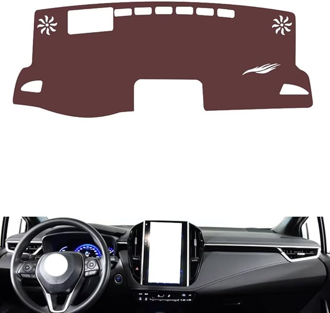 Leather Dashboard Cover Compatible with Toyota Levin（Vertical Screen、HUD） 2019-2023，Dash Cover, Non-Slip Dash Cover, Dash mat Dashboard Cover, Interior Dash Covers