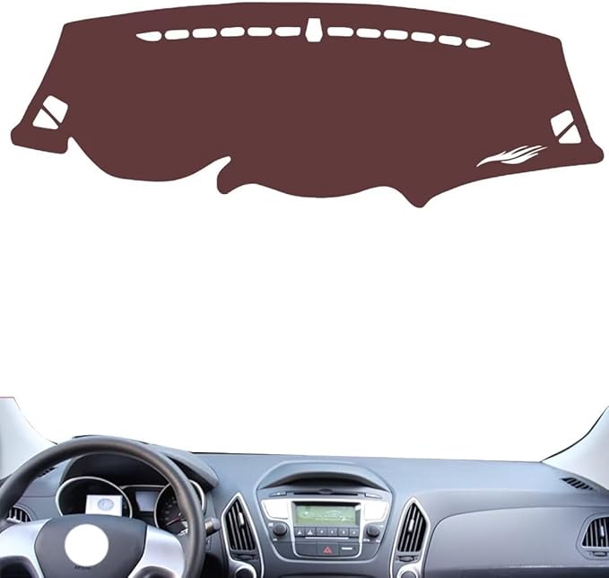 Leather Dashboard Cover Compatible with HyundaiHyundai IX35 2010-2015,Dash Board Cover mat Anti-Slip Sun-Proof and dust-Proof(Brown)