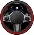 Leather Steering Wheel Cover 15 Inches Car Steering Wheel Cover Stretchy Easy Installation Durable Breathable Non-Slip for Honda Civic Accord Fit CRV HRV Pilot Odyssey Accessories -Red