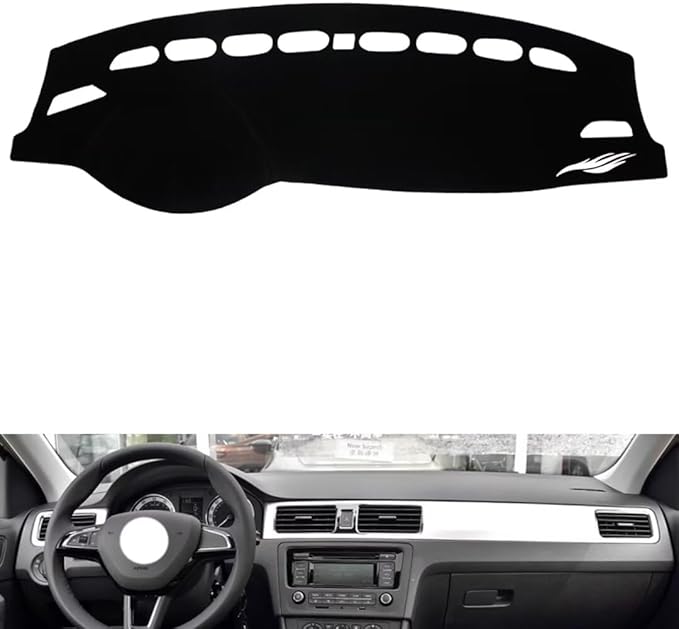 leather dashboard cover Compatible with SkodaSkoda RAPID，dash cover（black）