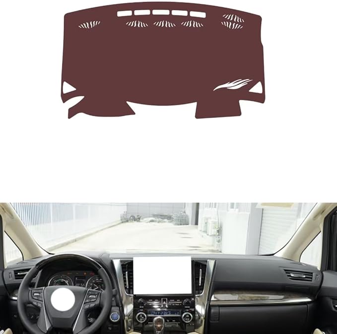 Leather Dashboard Cover Compatible with Toyota Alphard 30 Series 2015-2023,Dash Board Cover mat Anti-Slip Sun-Proof and dust-Proof(Brown)