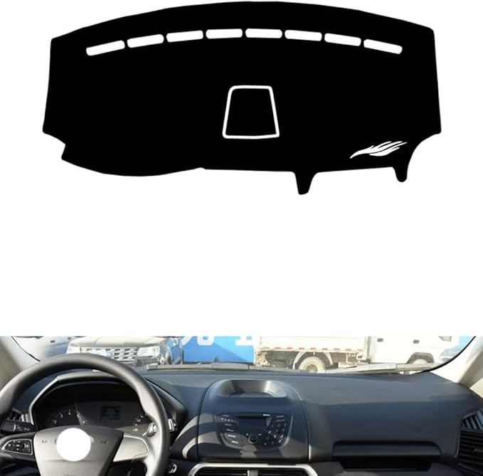 leather dashboard cover Compatible with FORD Ecosport（No navigation、storage box） 2018，dash cover（black）