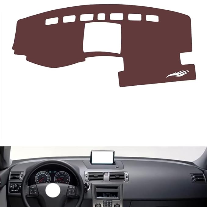 Leather Dashboard Cover Compatible with Volvo S40 (Navigation),Dash Board Cover mat Anti-Slip Sun-Proof and dust-Proof(Brown)