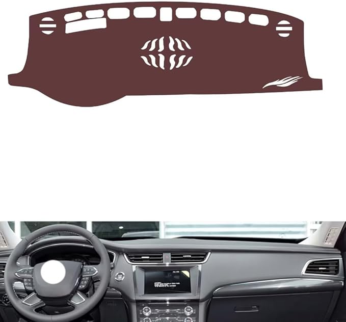 Leather Dashboard Cover Compatible with Ford New Taurus（Warning Light） 2015-2019,Dash Board Cover mat Anti-Slip Sun-Proof and dust-Proof(Brown)