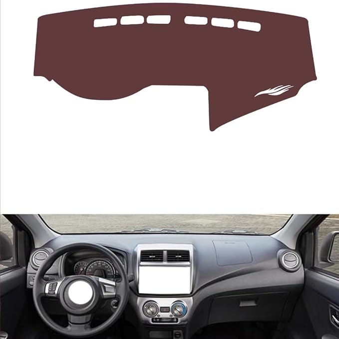 Leather Dashboard Cover Compatible with Toyota WIGO 2019,Dash Board Cover mat Anti-Slip Sun-Proof and dust-Proof(Brown)