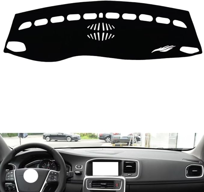 leather dashboard cover Compatible with Volvo S60L（No warning light），dash cover（black）