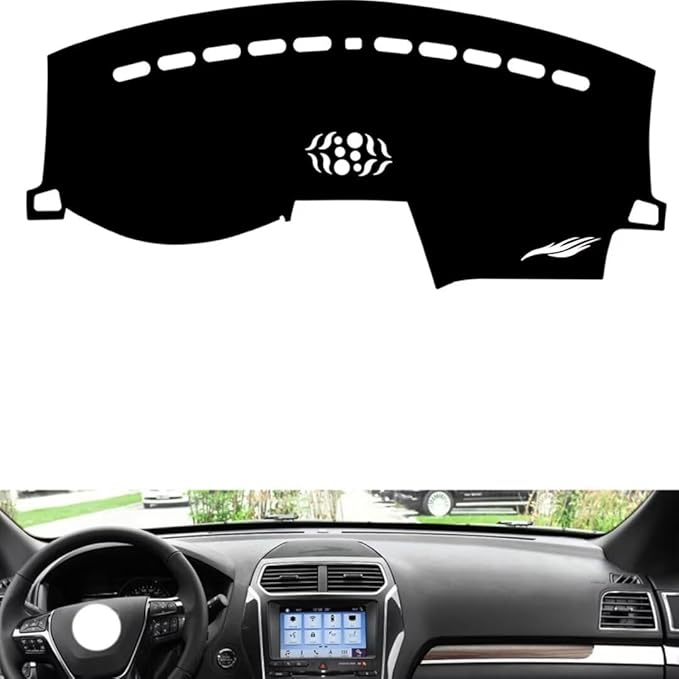 leather dashboard cover Compatible with FORD Explorer (No warning light 2011-2018，dash cover（black）