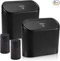 Accmor Car Trash Can with Lid, Mini Auto Dustbin Garbage Organizer Holder 2 Packs, Automotive Storage Container Bin with 60 Pcs Bags for Vehicle, Home, Office