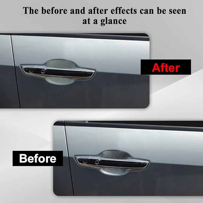 4PCS Car Door Handle Cup Scratch Protector, Car Door Handle Sticker, Scratch Auto Door Protective Film, Car Accessories Car Door Handle Protective Films Universal for Cars (Silver, 4PCS)