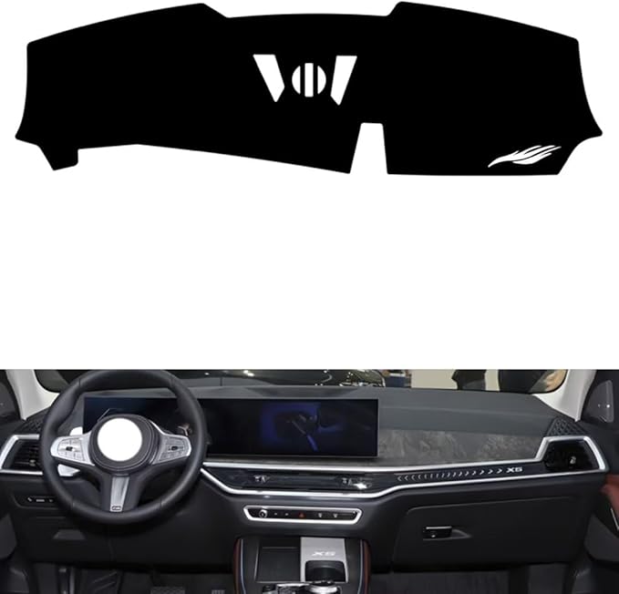 Leather Dashboard Cover Compatible with BMW X5 (NO HUD 2023-2025，Dash Cover（Black）