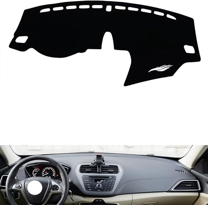 leather dashboard cover Compatible with FORD Escort (mobile phone holder or USB interface) 2015-2019，dash cover（black）
